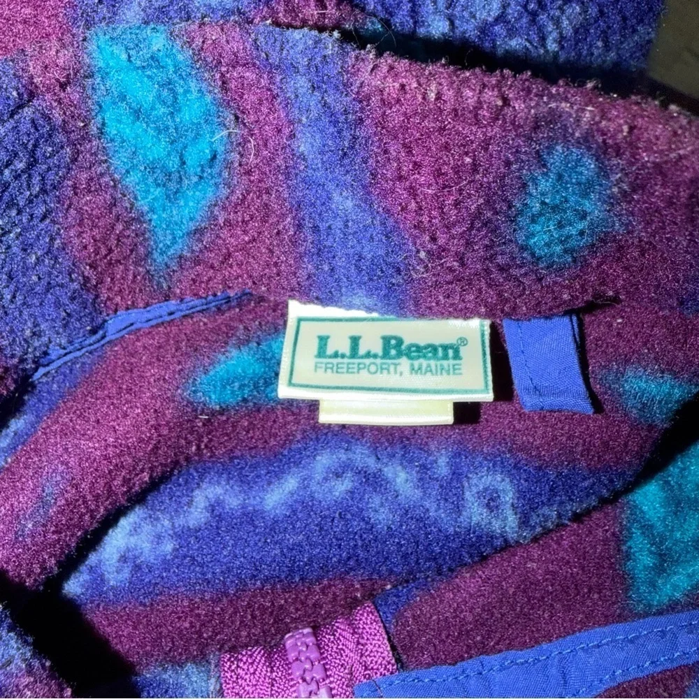 L. L. Bean x urban outfitters vintage leafy print blue fleece jacket 41530